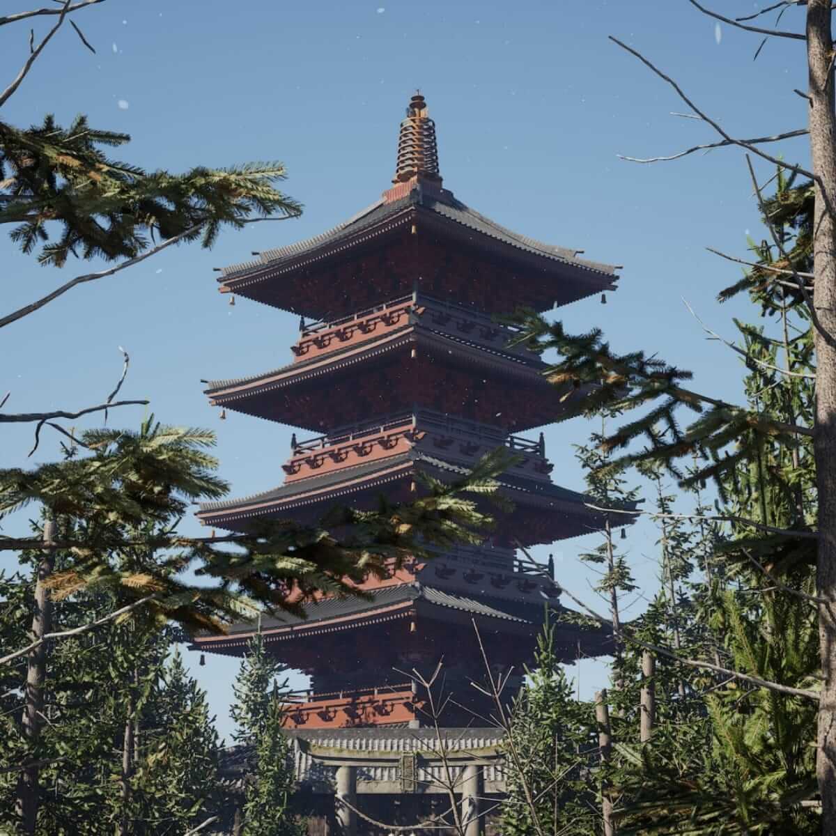 Asian Snow Pagoda Village - Thumbnail