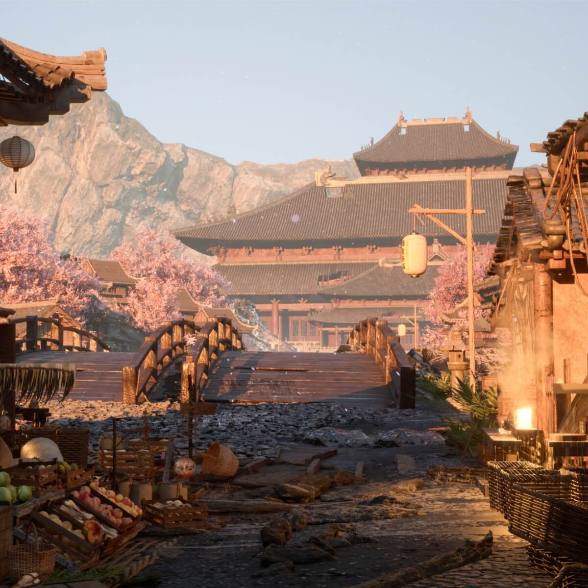 Asian Sakura Town Environment - Thumbnail